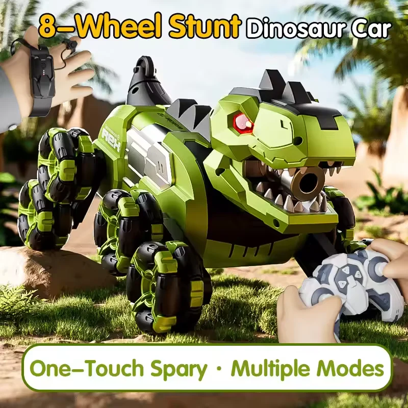 Remote & Gesture Control 8 Wheels Stunt Spray Dinosaur - Image 4