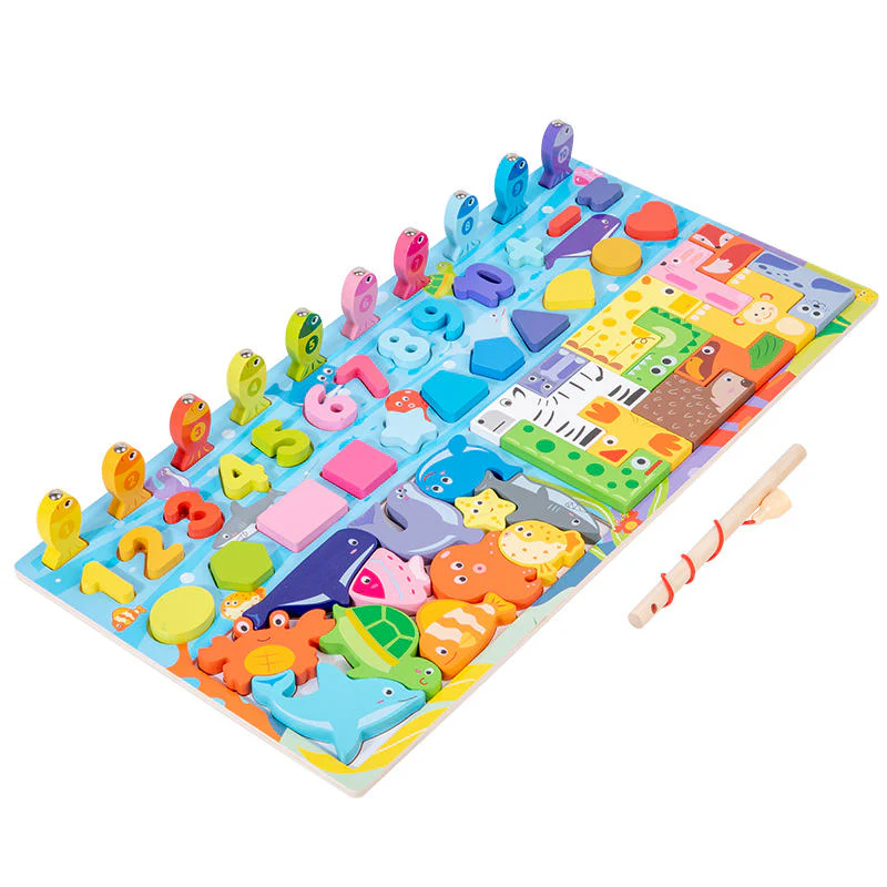 Wooden Montessori 5in1 Letter Fishing Game Board - Image 3